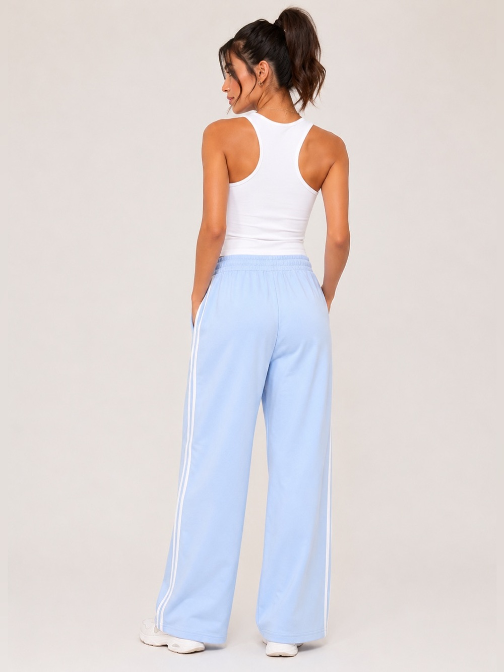 NWT Old Navy High-Waisted SoComfy Wide-Leg Sweatpants Light Blue & White Size SP - Picture 4 of 12